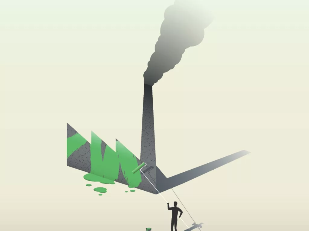 Illustrazione del nostro articolo "Greenwashing: I rivenditori devono fare la loro parte"